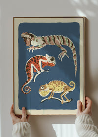 Three Lizards Illustration Print by Elena Pavlovna Gertik