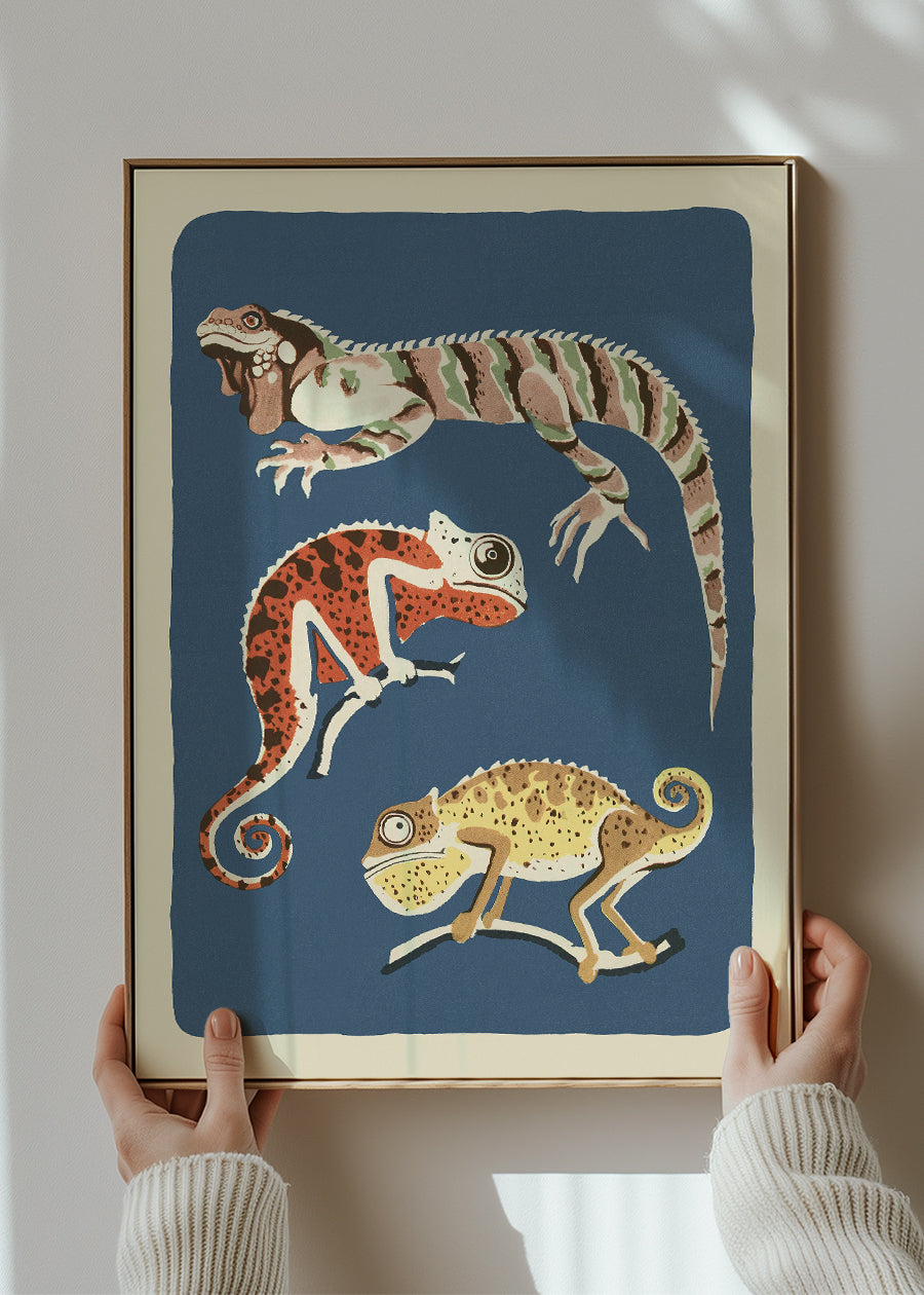 Three Lizards Illustration Print by Elena Pavlovna Gertik