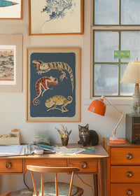 Three Lizards Illustration Print by Elena Pavlovna Gertik