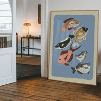 Various Freshwater Fish Illustration Print by Elena Pavlovna Gertik