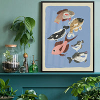 Various Freshwater Fish Illustration Print by Elena Pavlovna Gertik