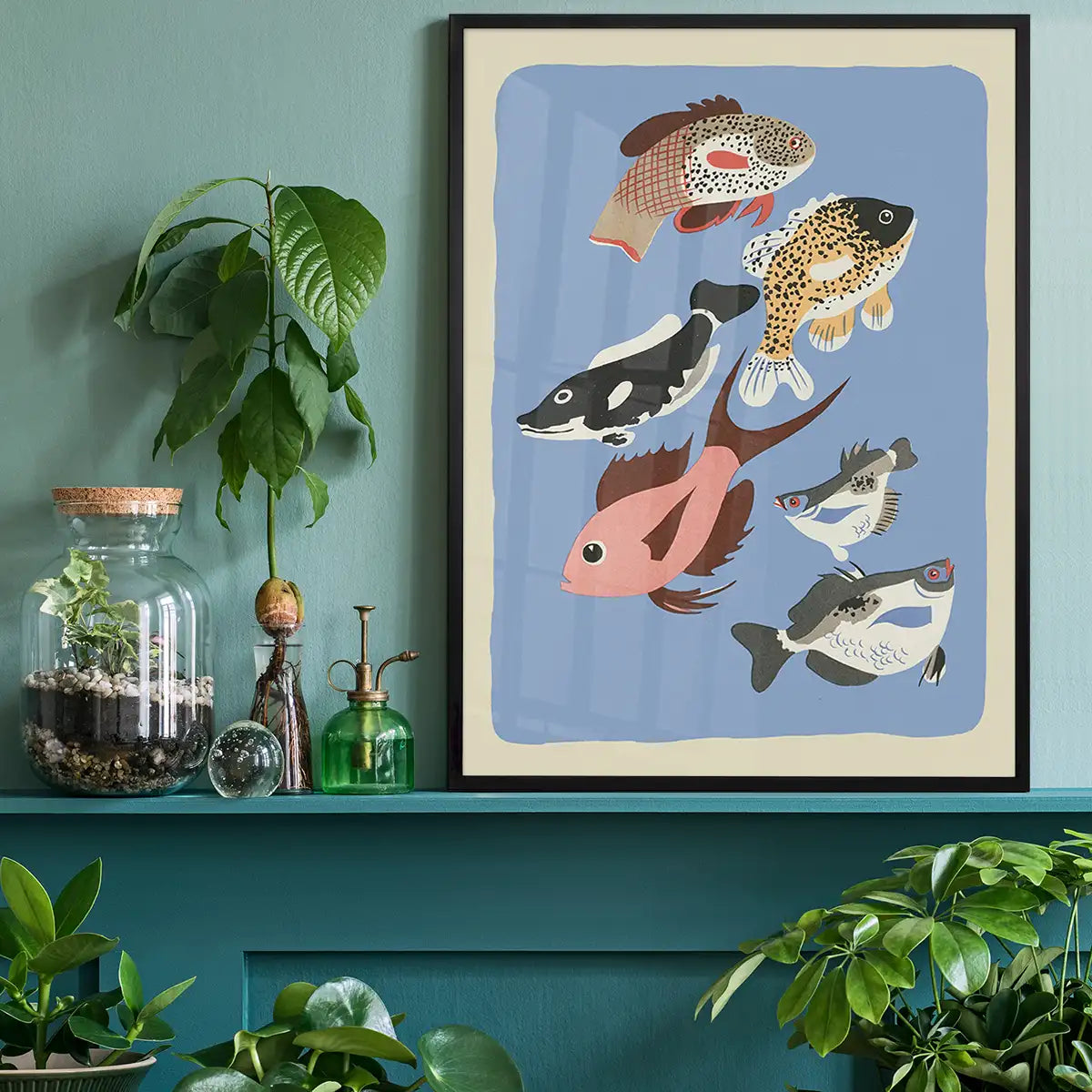 Various Freshwater Fish Illustration Print by Elena Pavlovna Gertik