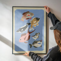 Various Freshwater Fish Illustration Print by Elena Pavlovna Gertik