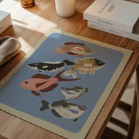 Various Freshwater Fish Illustration Print by Elena Pavlovna Gertik