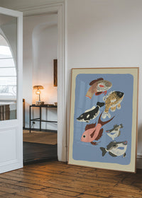 Various Freshwater Fish Illustration Print by Elena Pavlovna Gertik