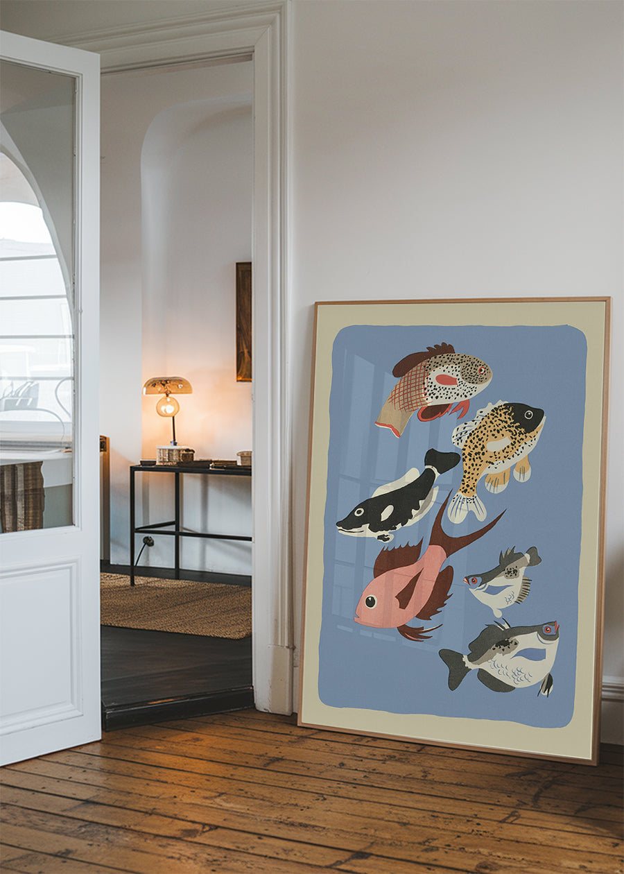 Various Freshwater Fish Illustration Print by Elena Pavlovna Gertik