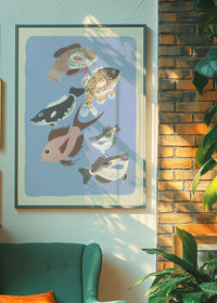 Various Freshwater Fish Illustration Print by Elena Pavlovna Gertik