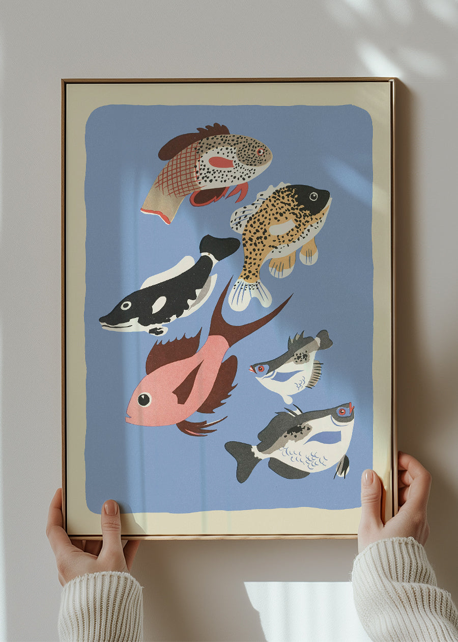 Various Freshwater Fish Illustration Print by Elena Pavlovna Gertik