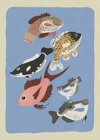 Various Freshwater Fish Illustration Print by Elena Pavlovna Gertik
