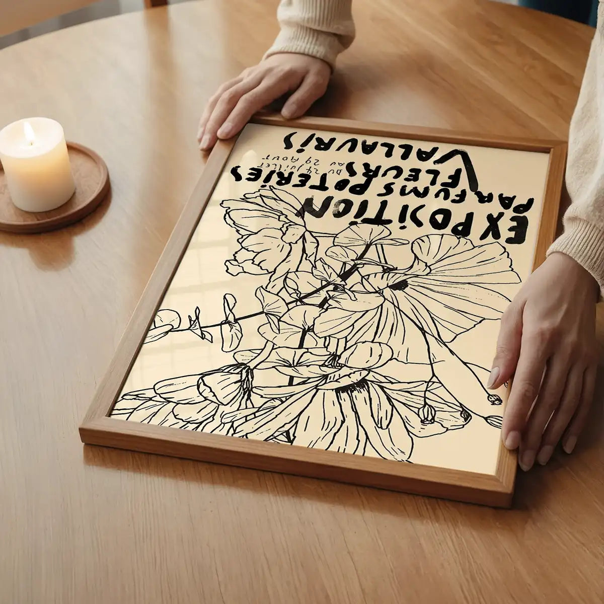 Van Gogh Exposition Floral Line Art Print