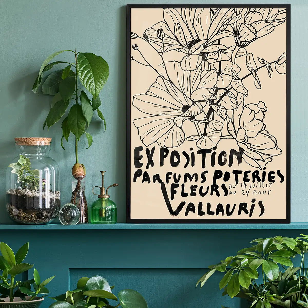 Van Gogh Exposition Floral Line Art Print