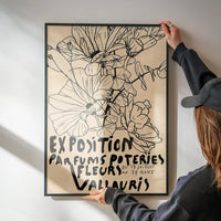 Van Gogh Exposition Floral Line Art Print