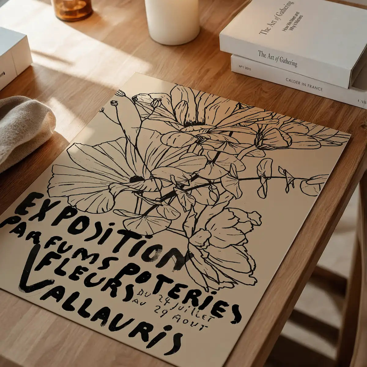 Van Gogh Exposition Floral Line Art Print