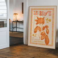 Les Roses Vintage Typography Letterpress Print