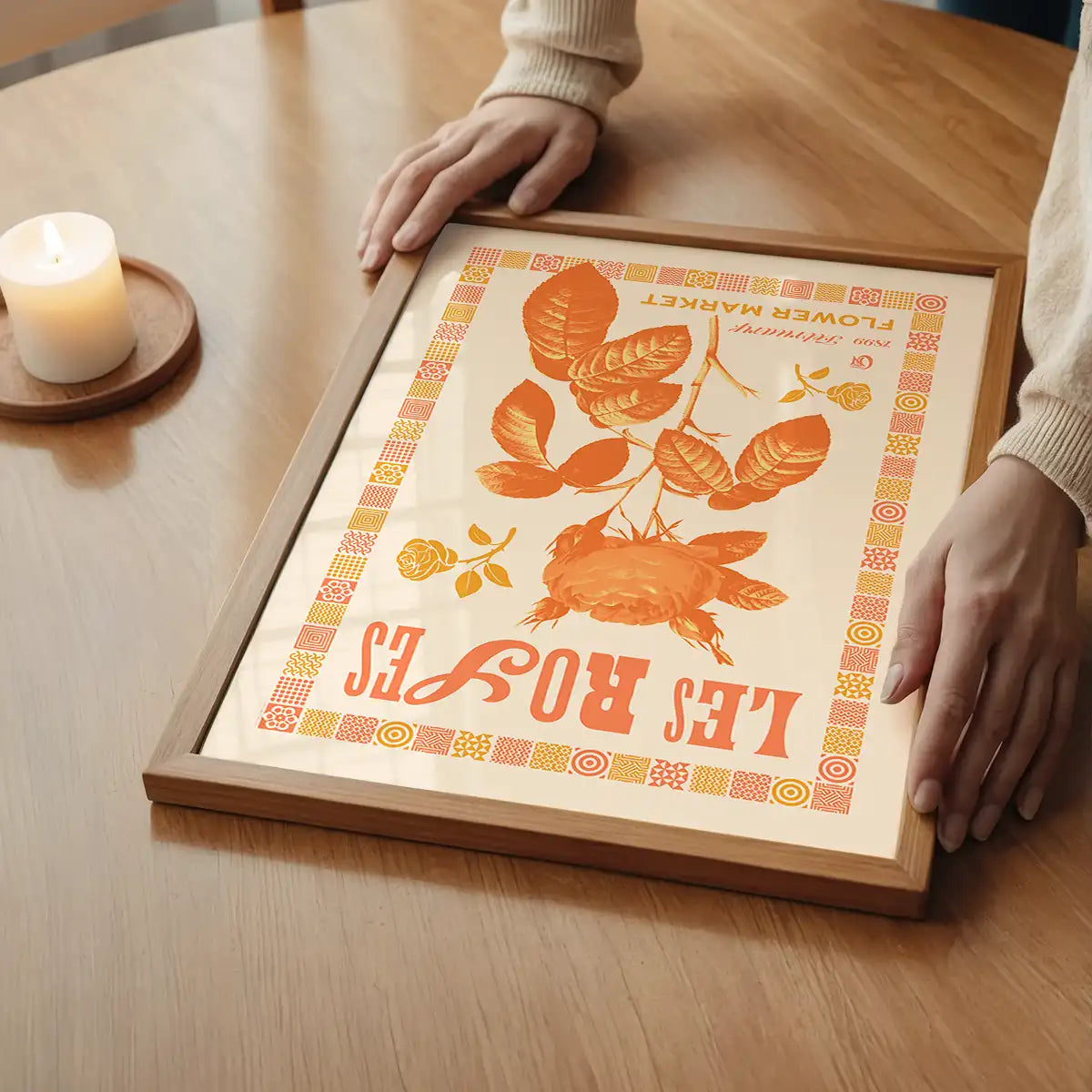 Les Roses Vintage Typography Letterpress Print
