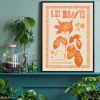 Les Roses Vintage Typography Letterpress Print