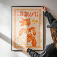 Les Roses Vintage Typography Letterpress Print