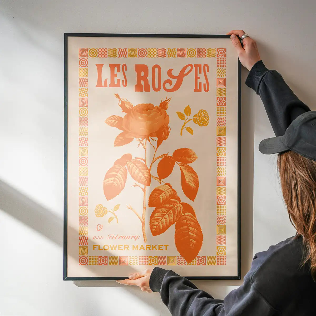 Les Roses Vintage Typography Letterpress Print