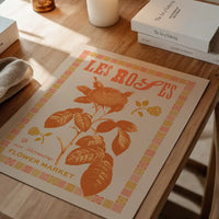 Les Roses Vintage Typography Letterpress Print