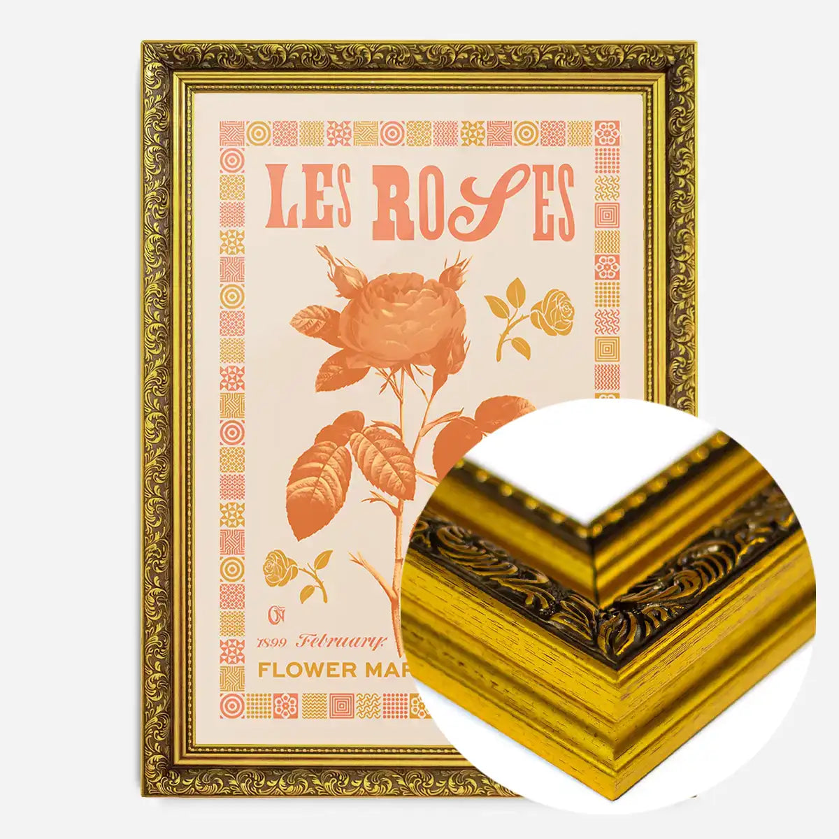 Les Roses Vintage Typography Letterpress Print
