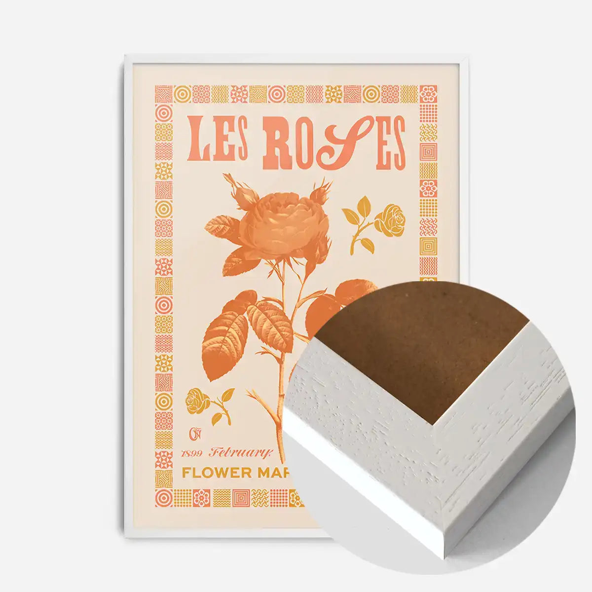 Les Roses Vintage Typography Letterpress Print
