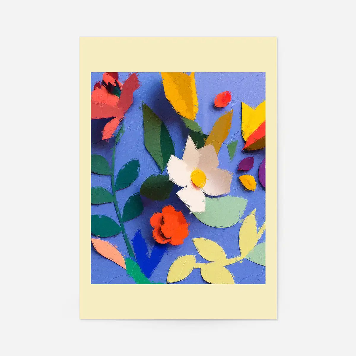 Painted Cutout Flowers Print Yellow