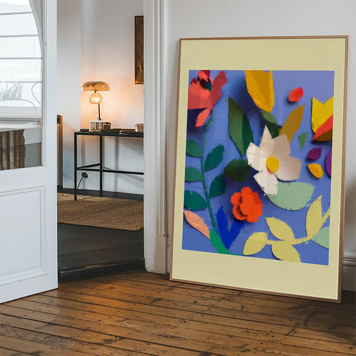 Painted Cutout Flowers Print Yellow