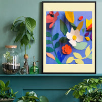 Painted Cutout Flowers Print Yellow