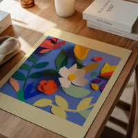 Painted Cutout Flowers Print Yellow