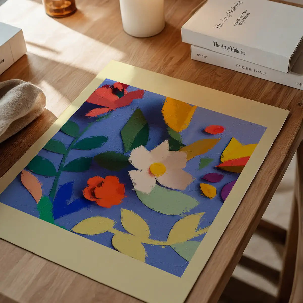 Painted Cutout Flowers Print Yellow