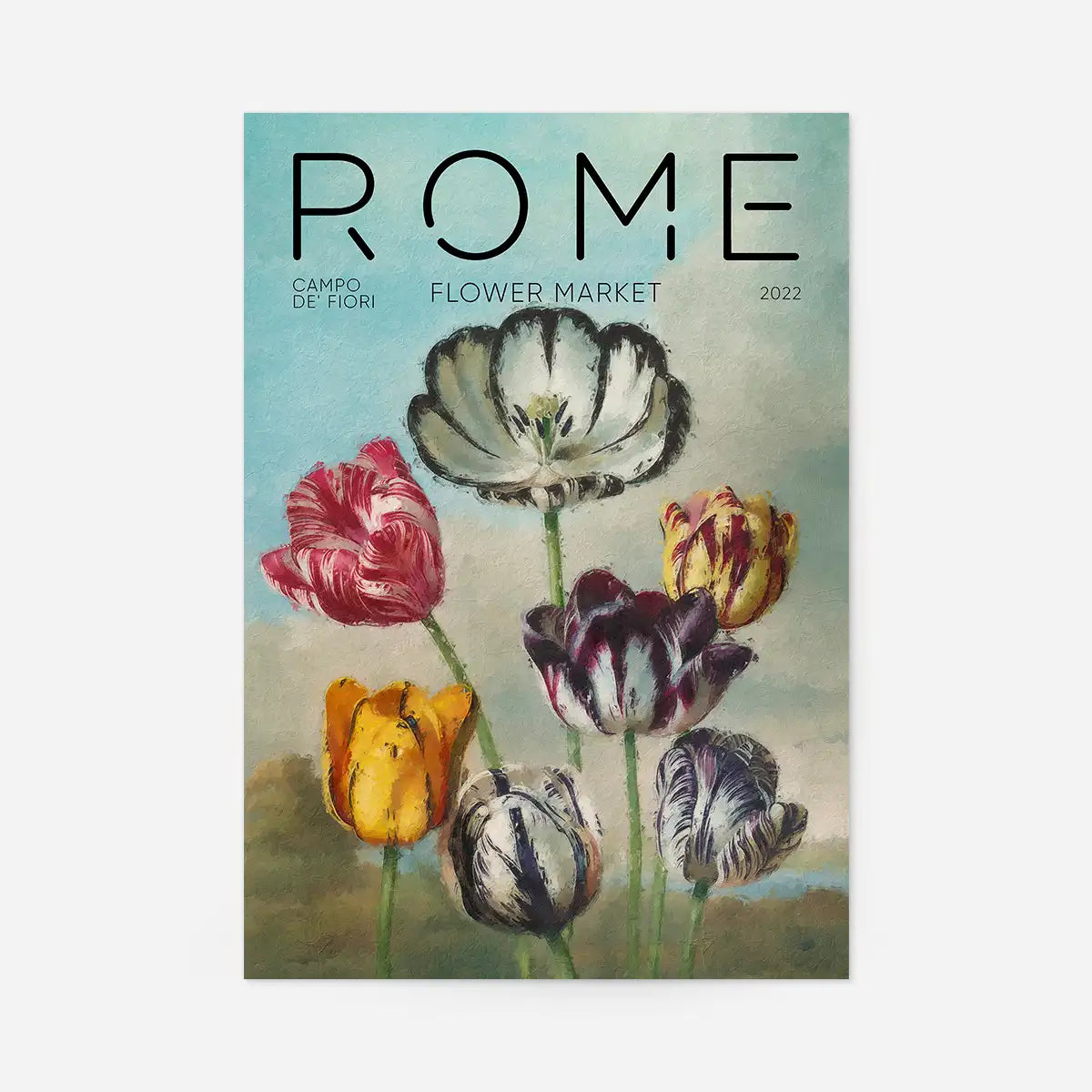 Rome Flower Market Painted Poster Print
