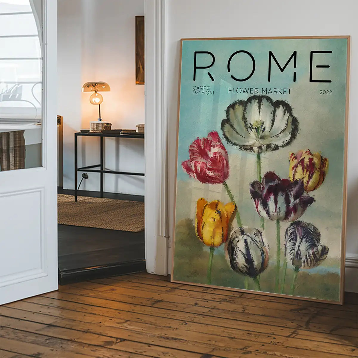 Rome Flower Market Painted Poster Print