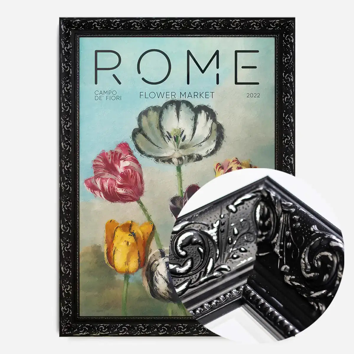 Rome Flower Market Painted Poster Print