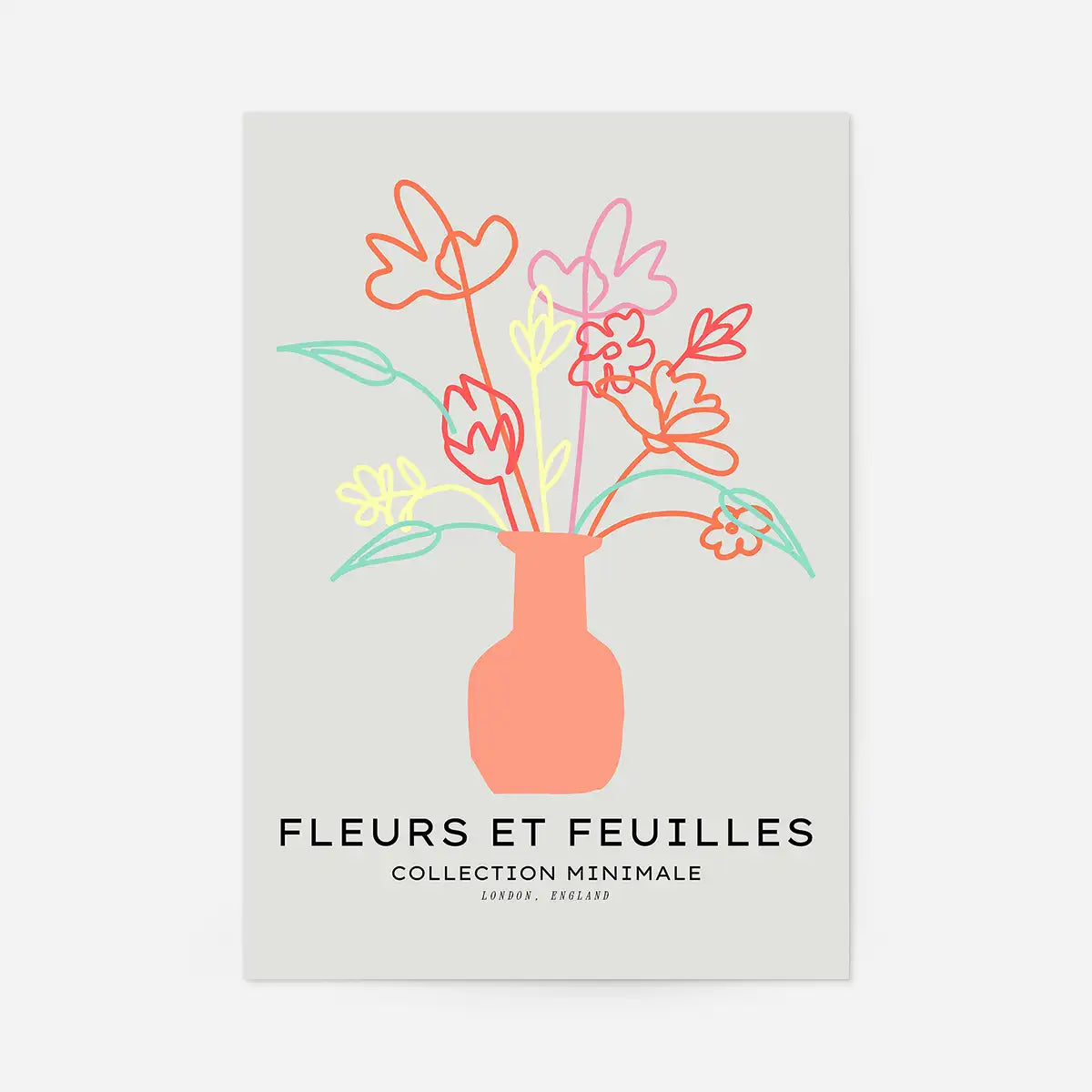 Flowers And Leaves Line Art Vase Print