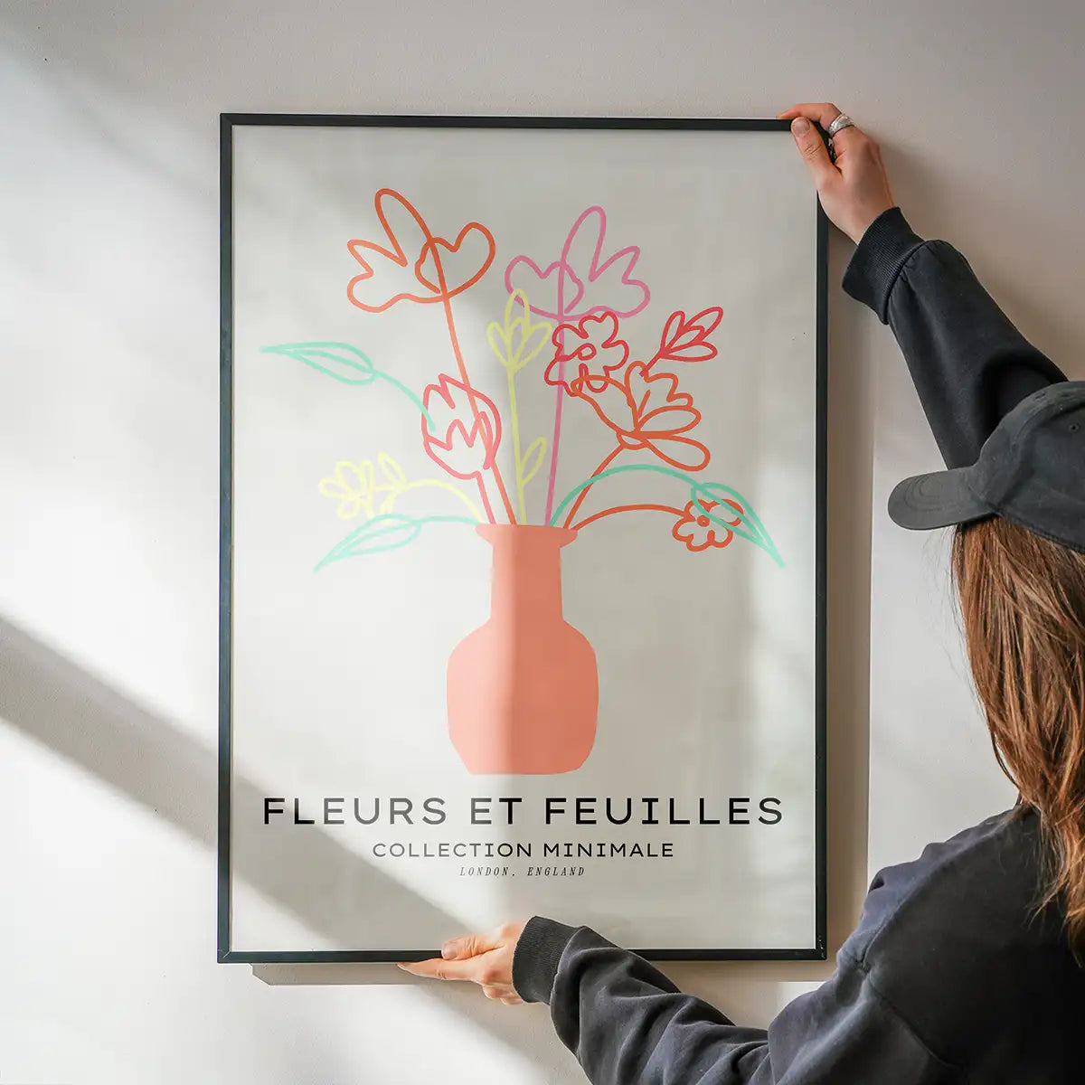 Flowers And Leaves Line Art Vase Print