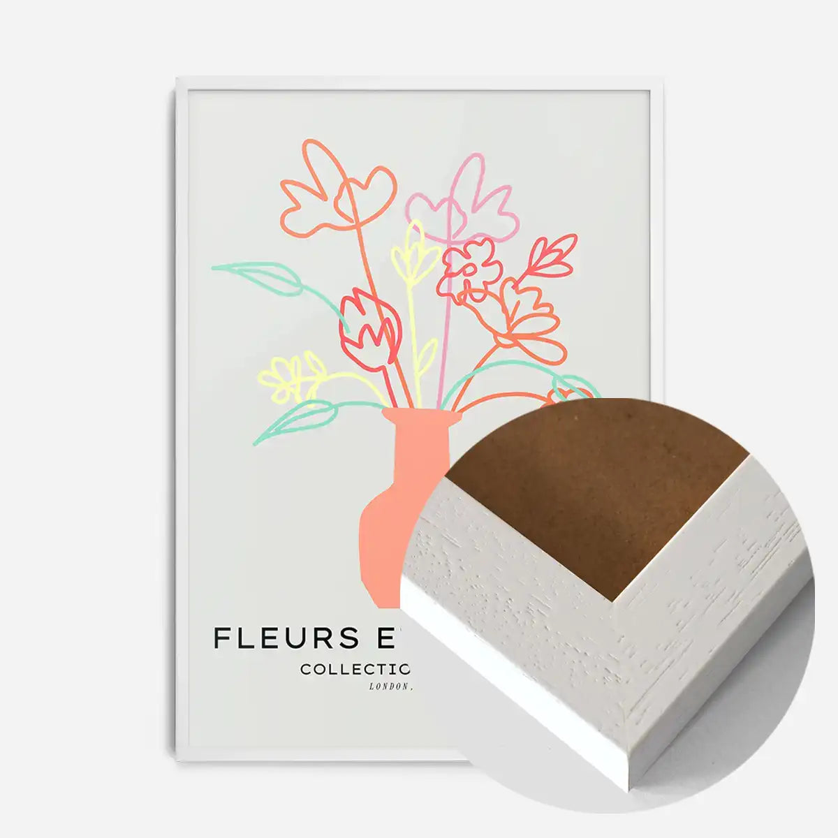 Flowers And Leaves Line Art Vase Print