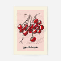 La Cerise Cherries Abstract Drawing Print