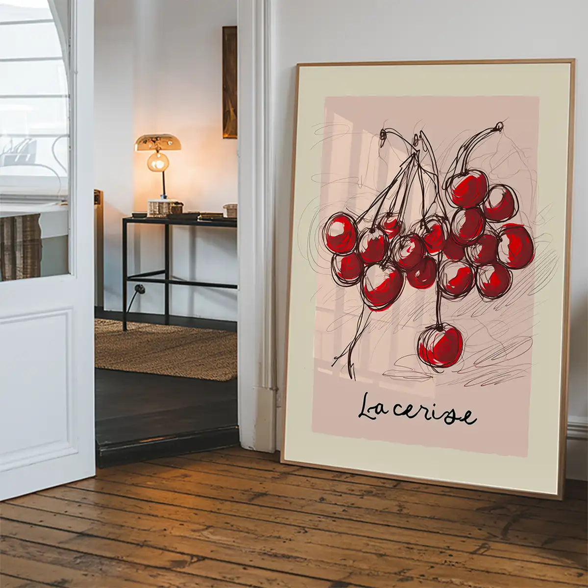 La Cerise Cherries Abstract Drawing Print