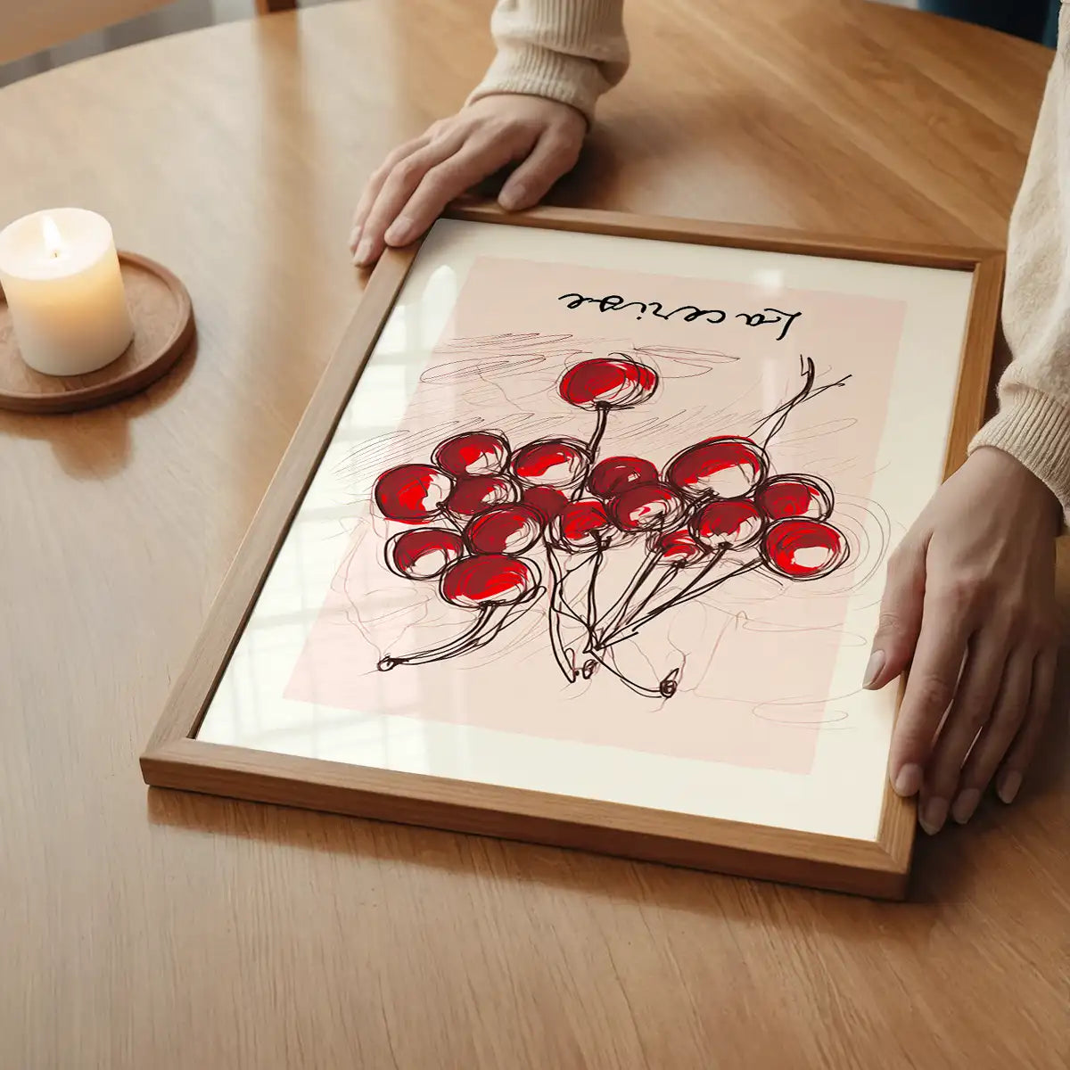 La Cerise Cherries Abstract Drawing Print