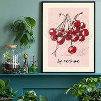 La Cerise Cherries Abstract Drawing Print