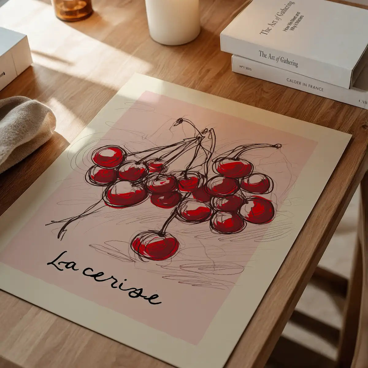 La Cerise Cherries Abstract Drawing Print