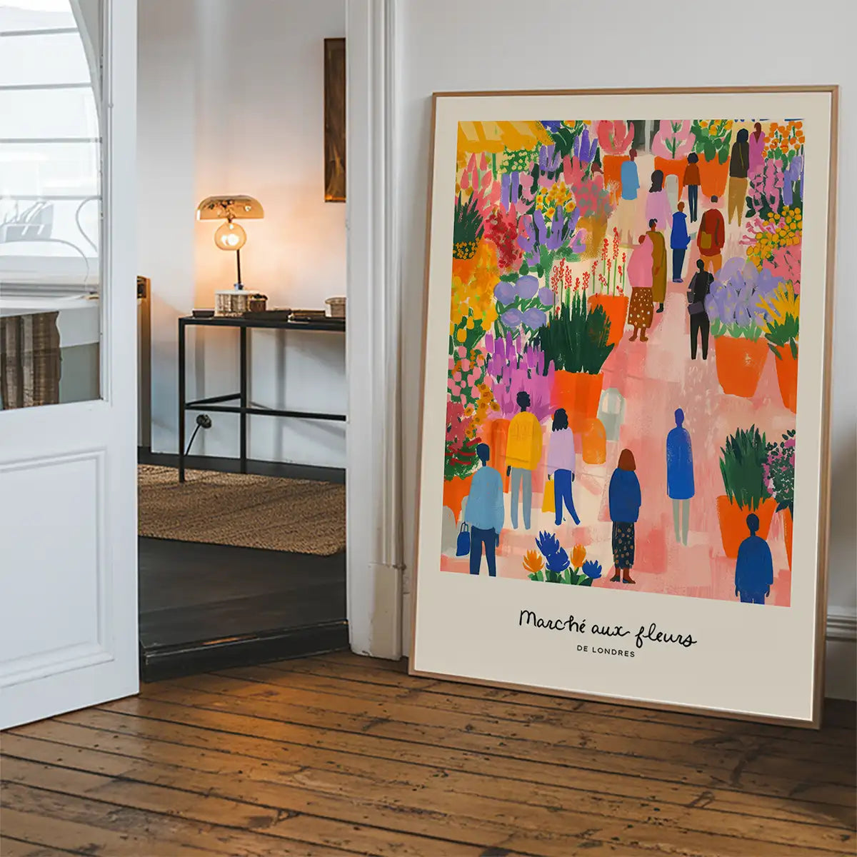 Flower Market of London Abstract Painting Print