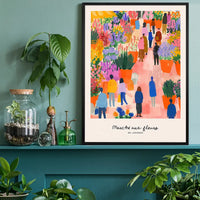 Flower Market of London Abstract Painting Print