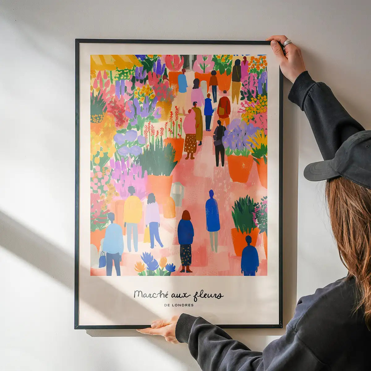 Flower Market of London Abstract Painting Print