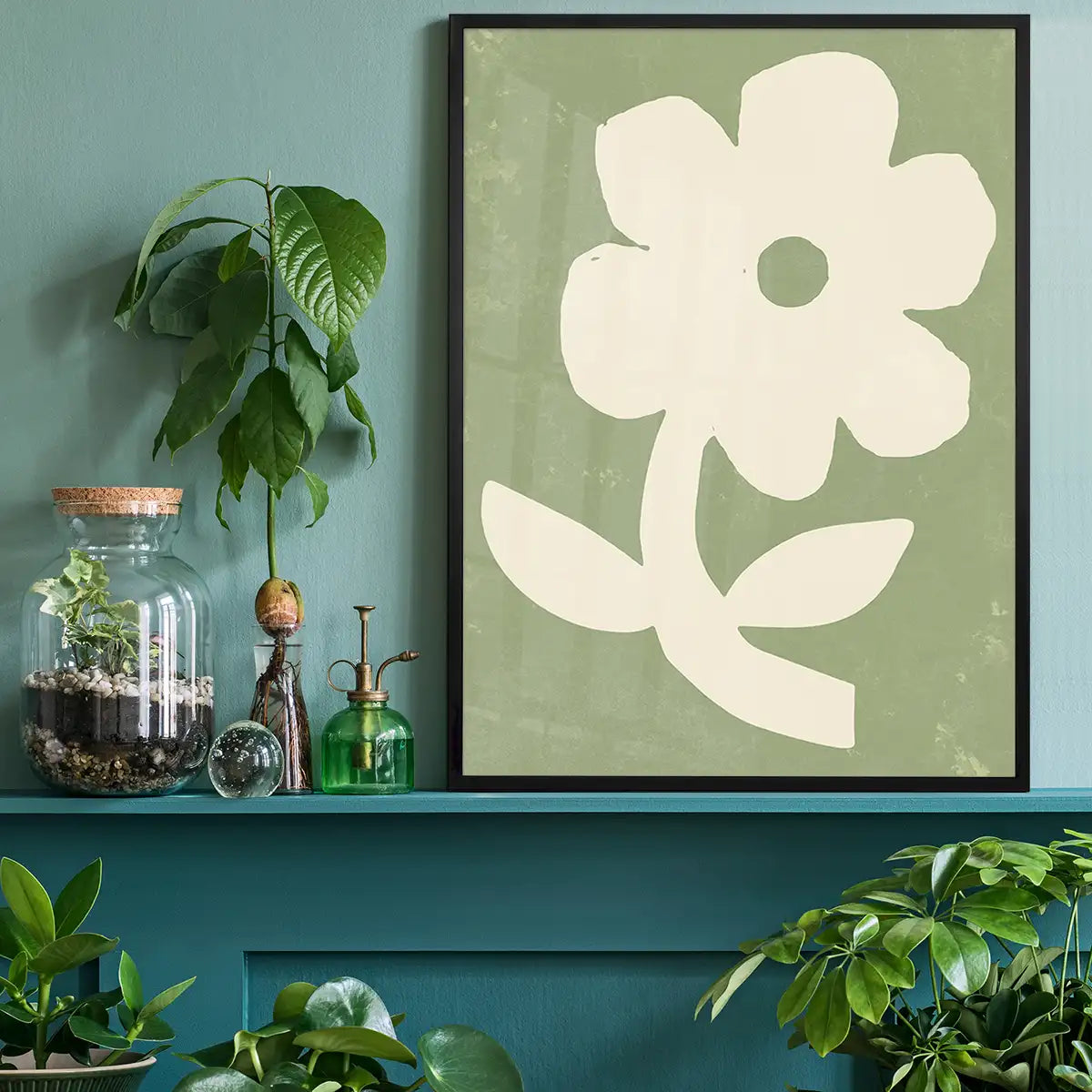 Simple Flower Green Paint Print