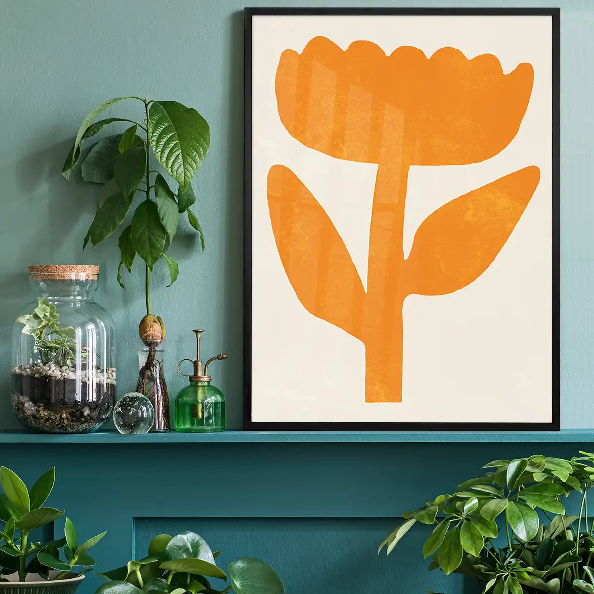 Simple Flower Orange Paint Print