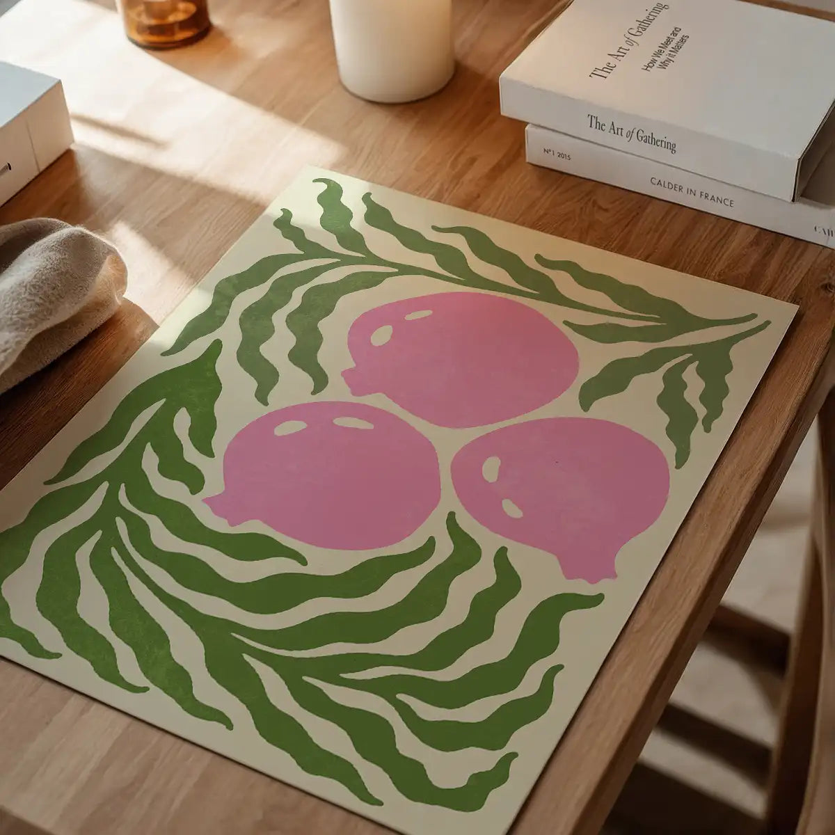 Leaves and Berries Simple Paint Print