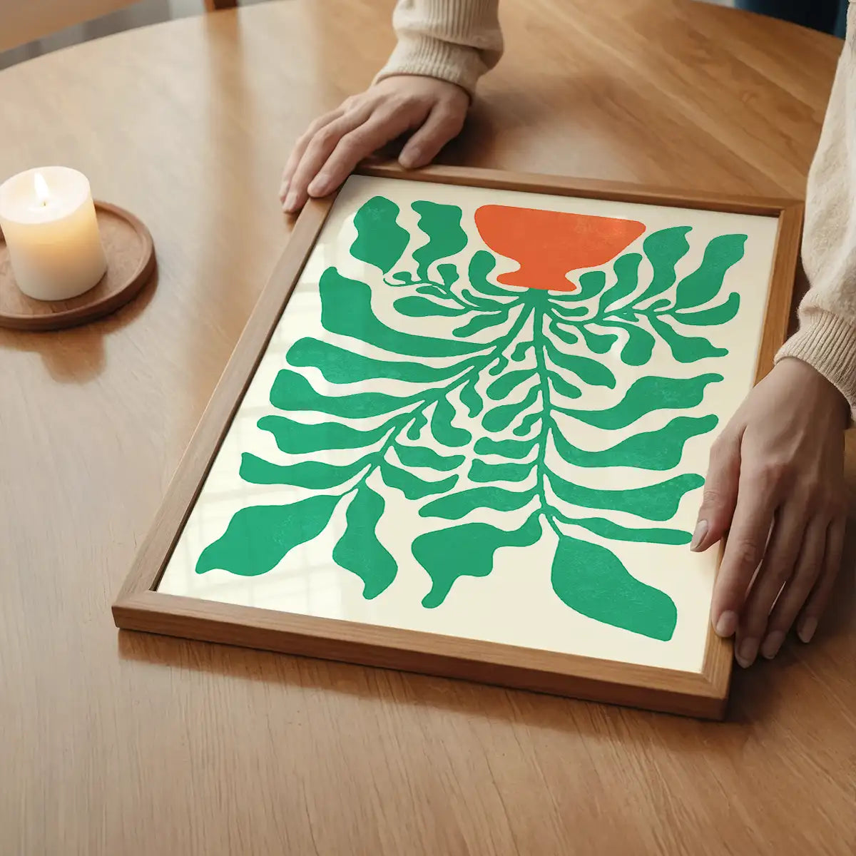 Simple Vase and Leaves Paint Print