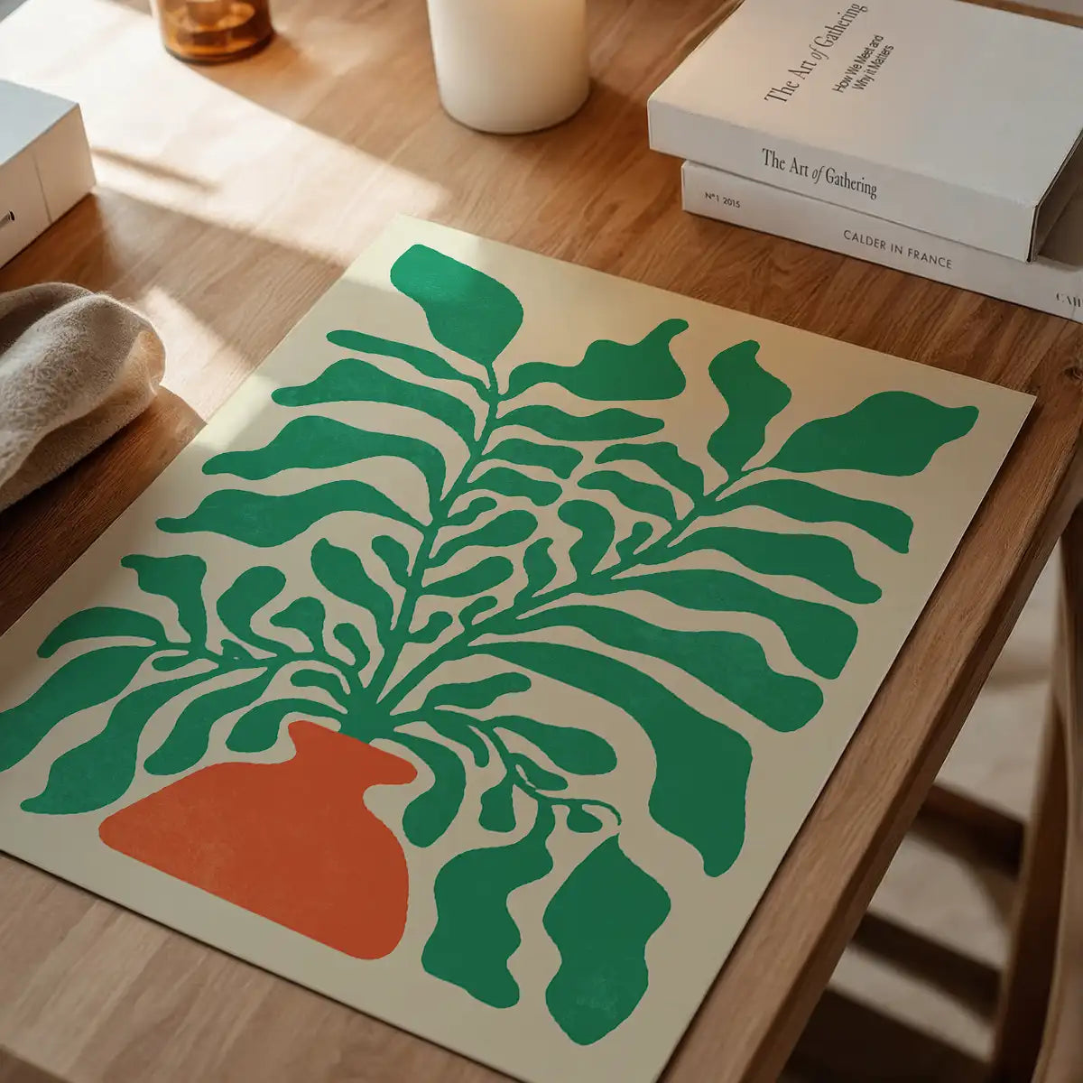 Simple Vase and Leaves Paint Print