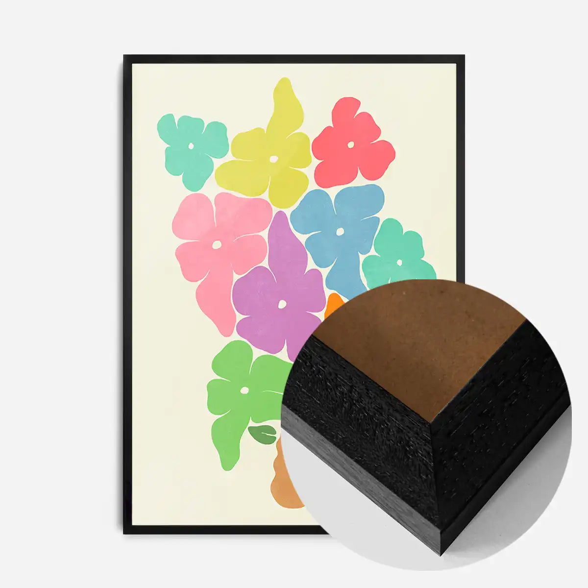 Simple Vase and Multicoloured Flowers Paint Print